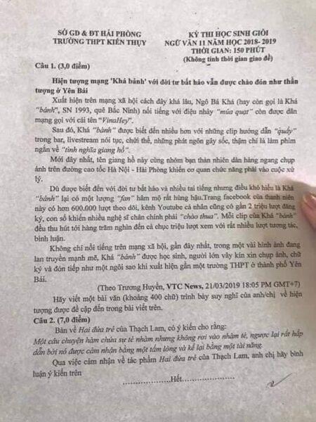 Khá “bảnh” vào đề thi học sinh giỏi Văn: Giám đốc Sở GD&ĐT Hải Phòng nói gì?